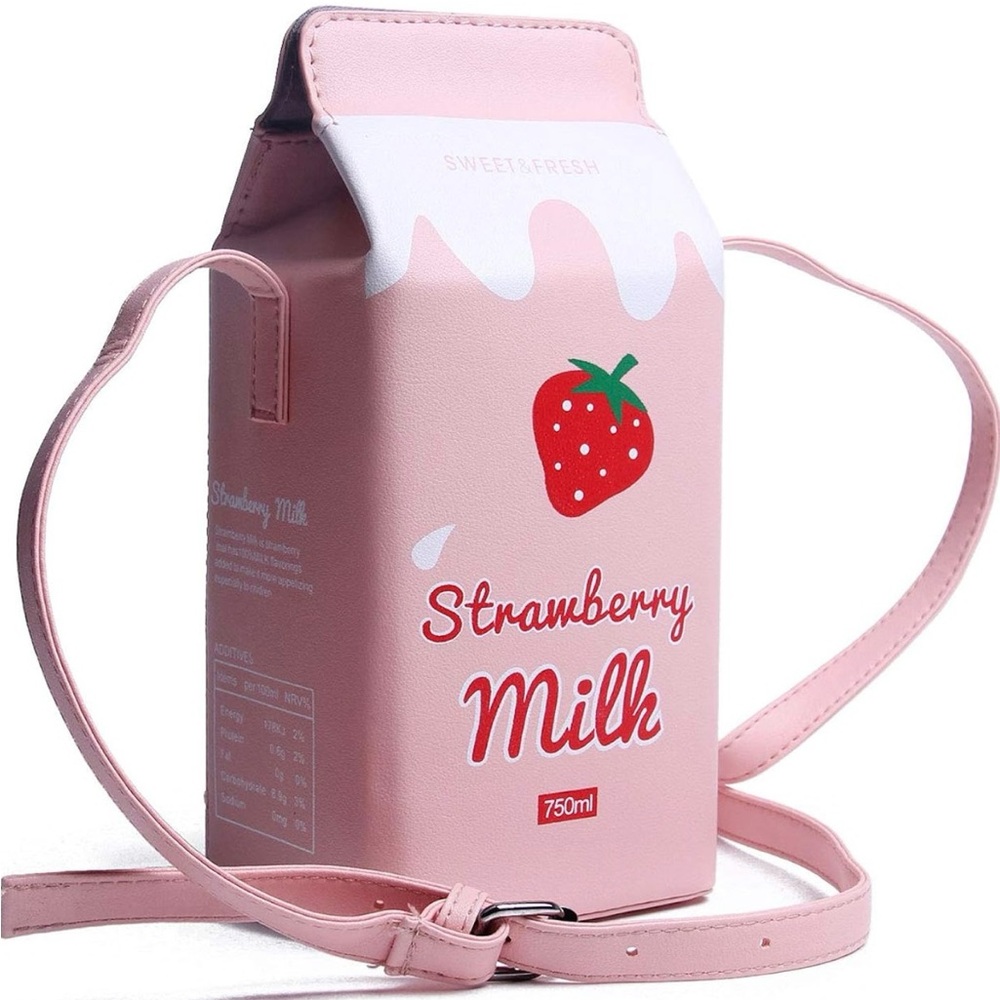 Strawberry Milk Carton Crossbody Bag